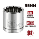 Powerbuilt 1/2 Inch Drive x 36 MM 12 Point Shallow Socket - 642028