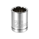 Powerbuilt 1/2 Inch Drive x 25 MM 12 Point Shallow Socket - 642033