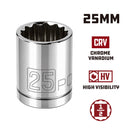 Powerbuilt 1/2 Inch Drive x 25 MM 12 Point Shallow Socket - 642033