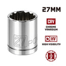 Powerbuilt 1/2 Inch Drive x 27 MM 12 Point Shallow Socket - 642034