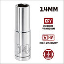 Powerbuilt 1/2 Inch Drive x 14 MM 6 Point Deep Socket - 642208