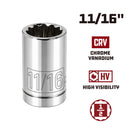 Powerbuilt 1/2 Inch Drive x 11/16 Inch 12 Point Shallow Socket - 642303