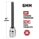 Powerbuilt 3/8 in. Drive X 6mm Extra Long Hex Bit Socket, 4 in. Long