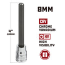 Powerbuilt 3/8 in. Drive X 8mm Extra Long Hex Bit Socket, 4 in. Long - 642333