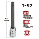 Powerbuilt 3/8 in. Drive X T-47 Extra Long Hex Bit Socket, 4 in. Long - 642345