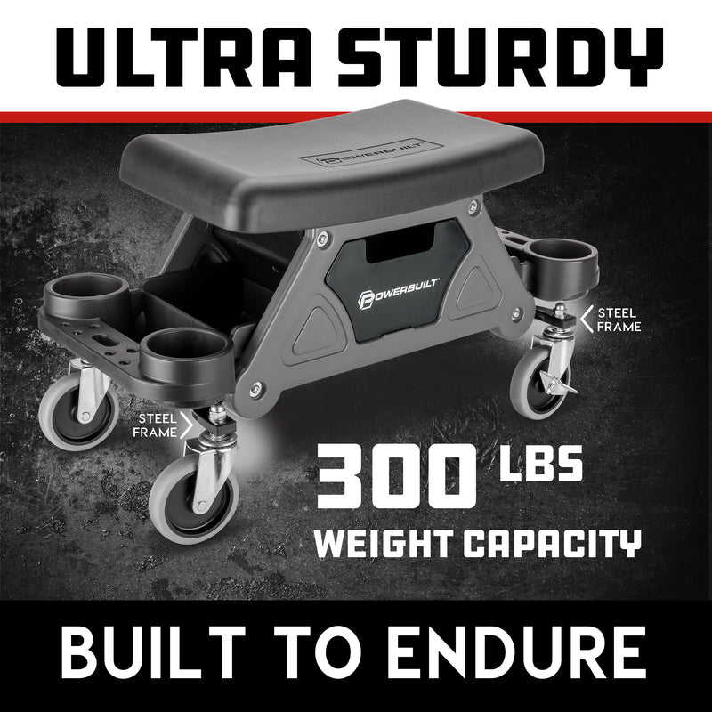 Powerbuilt Heavy Duty Rolling Seat With Cushion Seat - 642924ECE