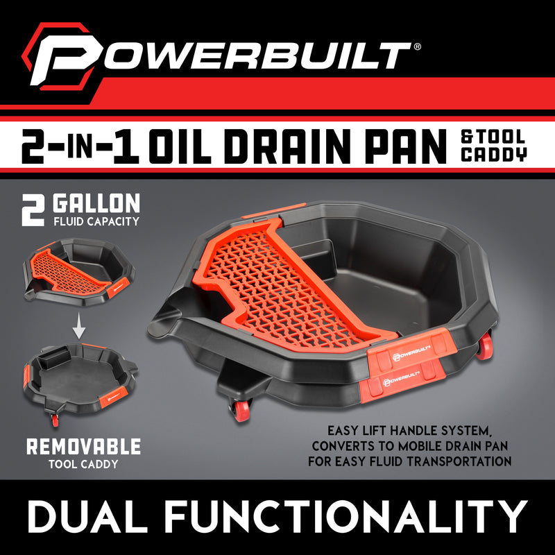 Powerbuilt 2-in-1 Oil Drain / Tool Caddy - 642964ECE