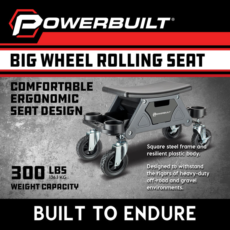 Powerbuilt Big Wheel Heavy Duty Mechanic's Rolling Seat - 642965ECE