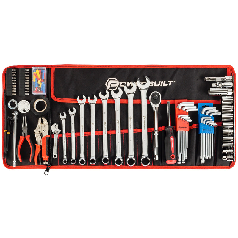 Powerbuilt 102 Piece Motorcycle Tool Kit with Roll Pouch - 643028ECE