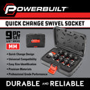 Powerbuilt 9 Piece 1/2 Inch Drive Metric Quick-Change Swivel Socket Set with Adapter - 643031ECE