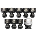 Powerbuilt 9 Piece 1/2 Inch Drive Metric Quick-Change Swivel Socket Set with Adapter - 643031ECE
