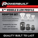 Powerbuilt 6 Piece Wobble Adaptor and Low Profile Adaptor Set - 643050ECE