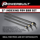 Powerbuilt 3 Piece Indexing Pry Bar Set - 643055ECE