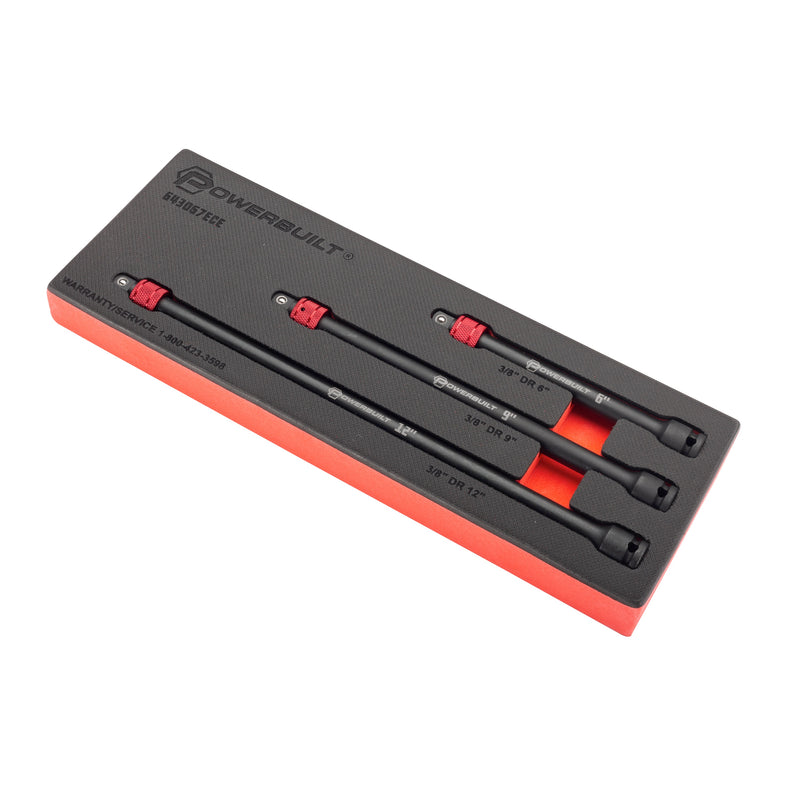 Powerbuilt 3 Piece Quick Release 3/8-Inch Drive Extension Bar Set - 643067ECE