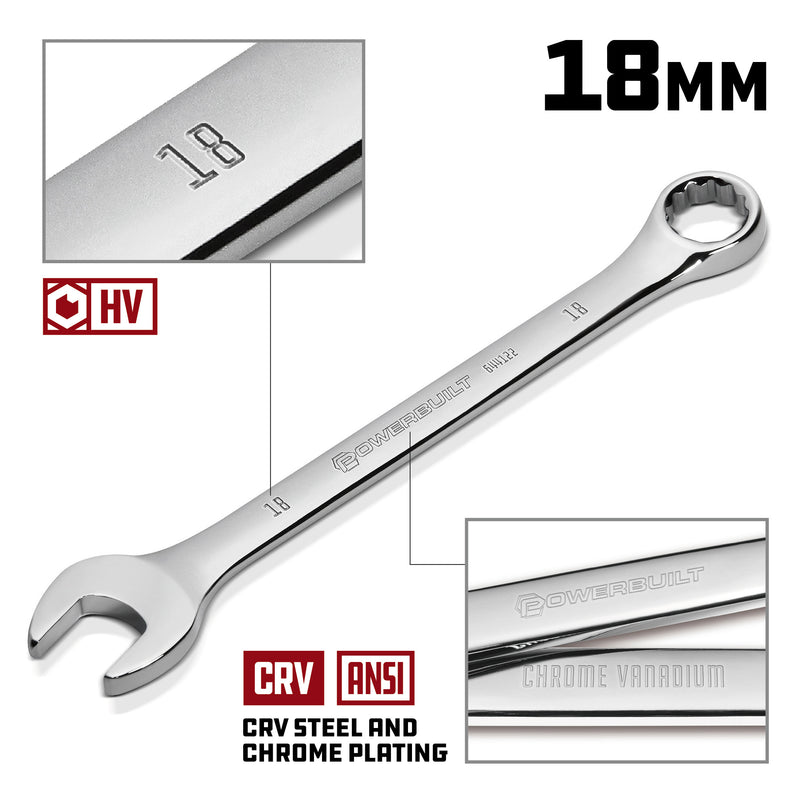 Powerbuilt 18 MM Fully Polished Metric Combination Wrench - 644122