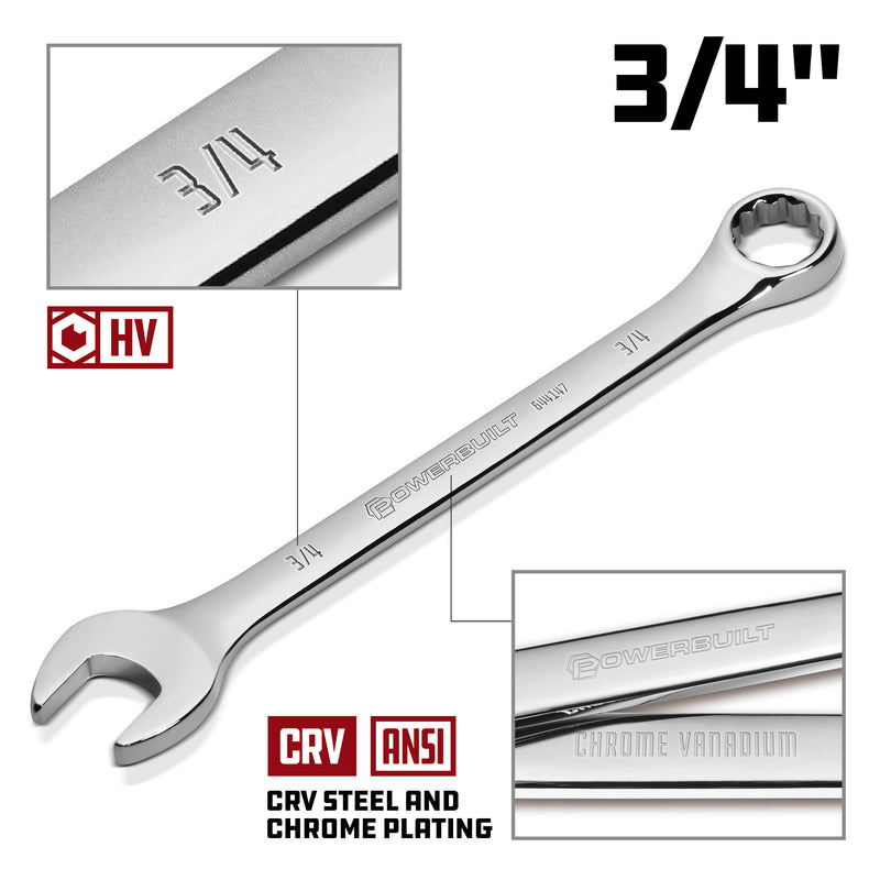 Powerbuilt 3/4 Inch Fully Polished SAE Combination Wrench - 644147
