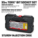 Powerbuilt 35 Piece 1/4 Inch, 3/8 Inch, and 1/2 Inch Drive Master Torx Set - 645020
