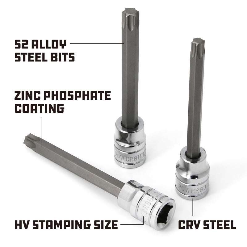 Powerbuilt 3/8 in. Drive X T-47 Extra Long Hex Bit Socket, 4 in. Long - 642345