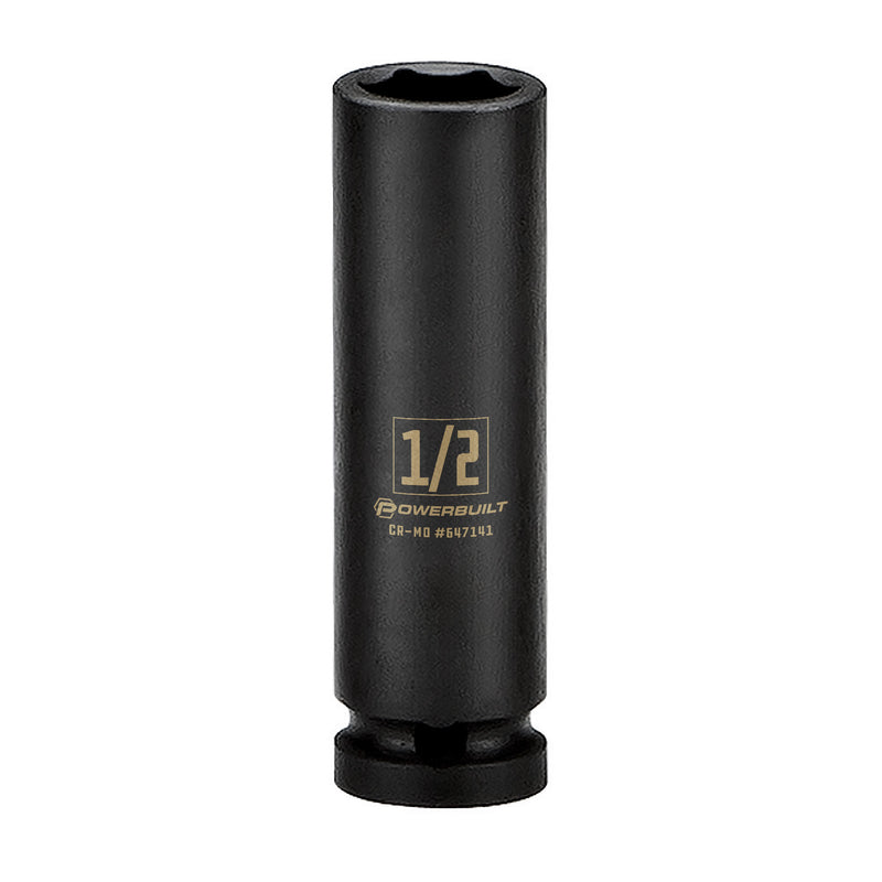 Powerbuilt 3/8 in. Drive x 1/2 in. 6 Point Deep Well Impact Socket - 647141