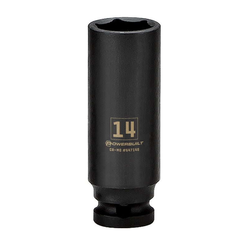 Powerbuilt 3/8 in. Drive x 14 mm 6 Point Deep Well Impact Socket - 647148