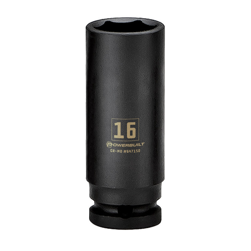 Powerbuilt 3/8 in. Drive x 16 mm 6 Point Deep Well Impact Socket - 647150