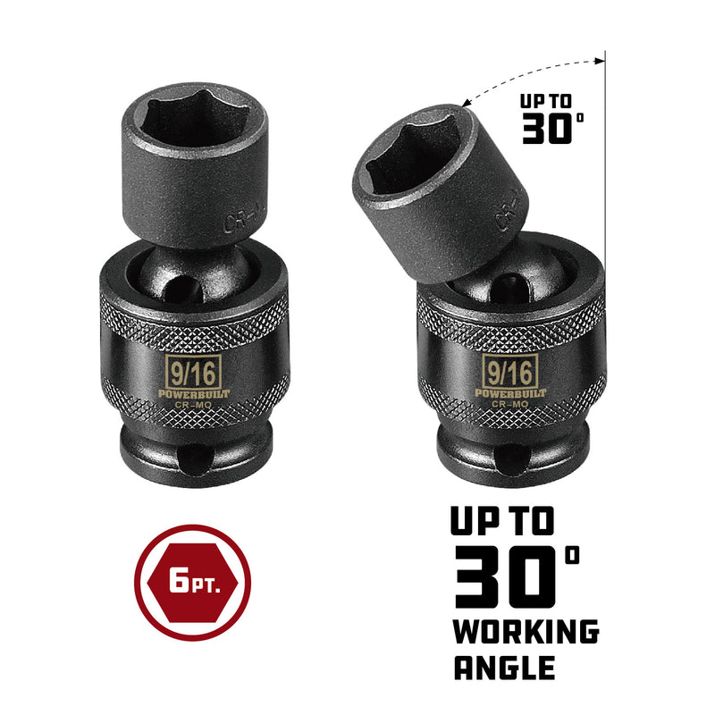 3/8 in. Dr. Universal Joint Impact Sockets - SAE