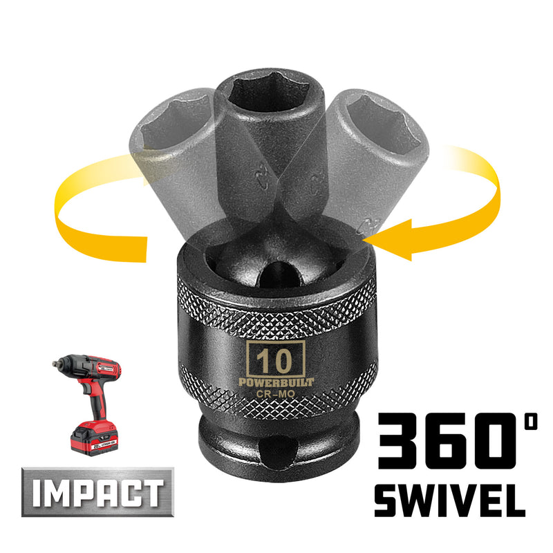 3/8 in. Dr. Universal Joint Impact Sockets - Metric