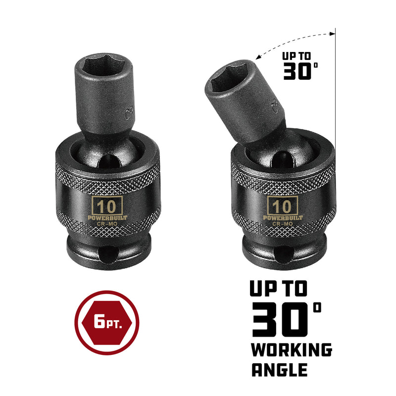 3/8 in. Dr. Universal Joint Impact Sockets - Metric