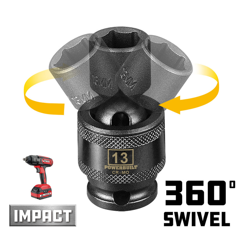 3/8 in. Dr. Universal Joint Impact Sockets - Metric