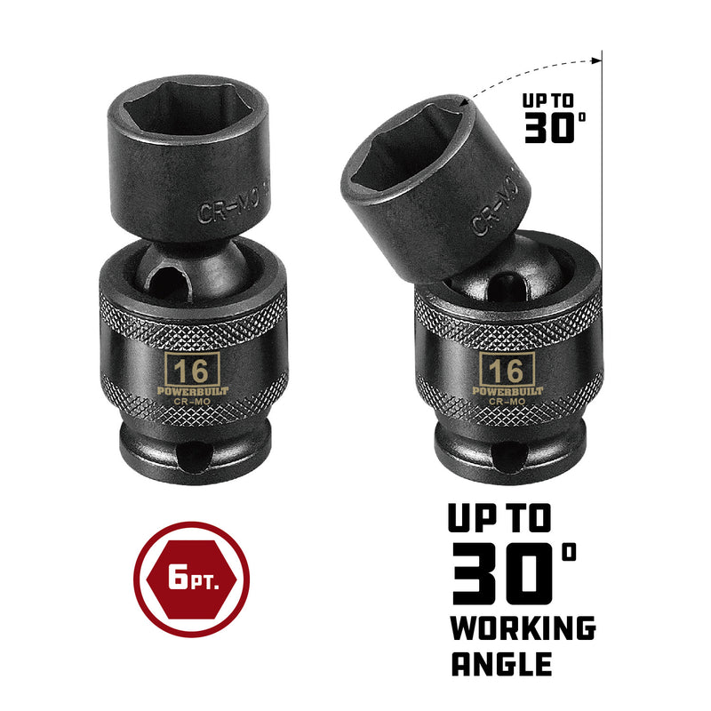 3/8 in. Dr. Universal Joint Impact Sockets - Metric