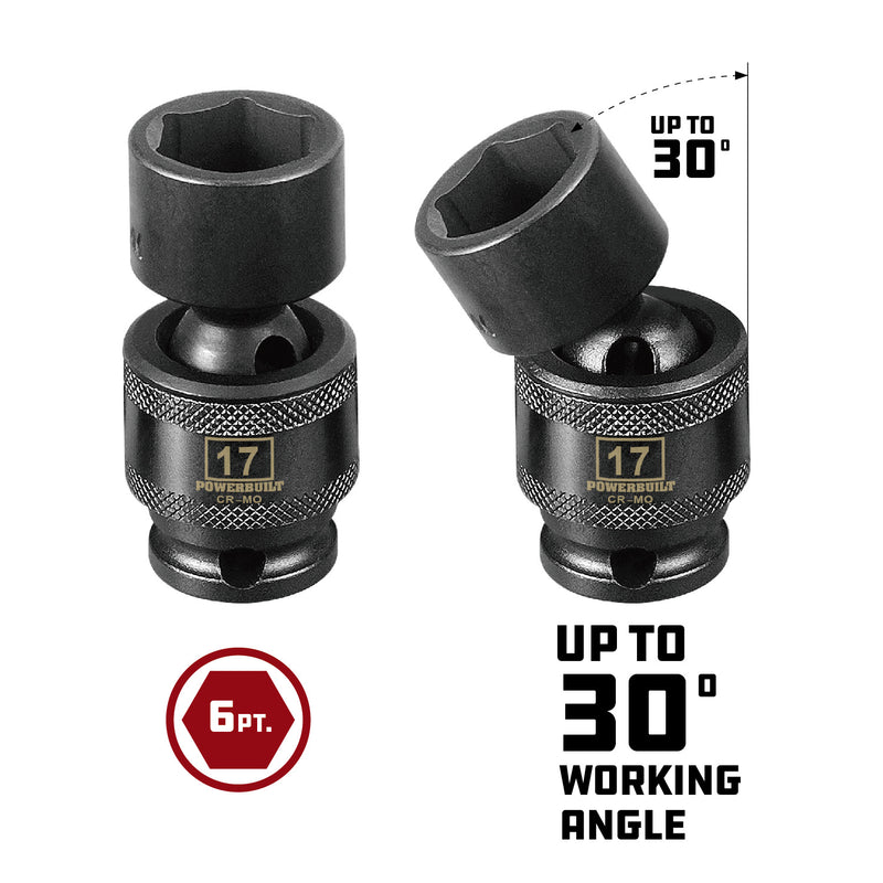 3/8 in. Dr. Universal Joint Impact Sockets - Metric