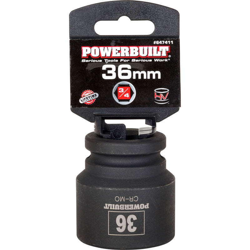 Powerbuilt 3/4-Inch Drive 6 Point Metric Impact Socket 36mm, Chrome Moly Steel