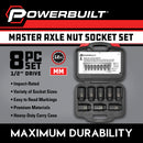 8 Piece 1/2 in. Drive 12 Point Metric Axle Nut Socket Set