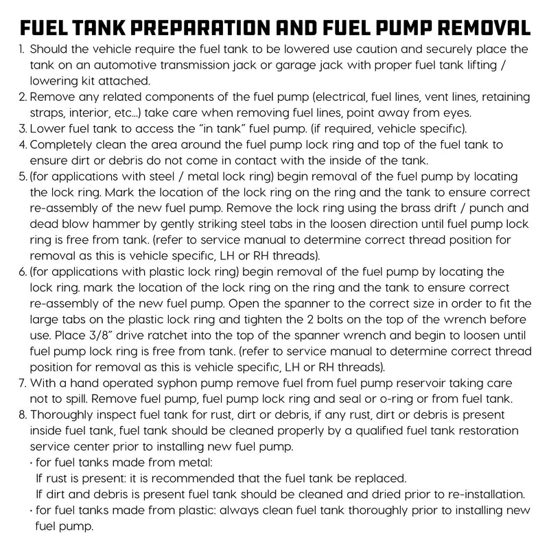 Electric "In-Tank" Fuel Pump Repair Kit