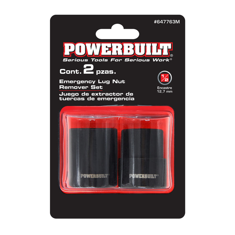 Powerbuilt 2 Pc. Emergency Lug Nut Remover Socket Set - 647763M