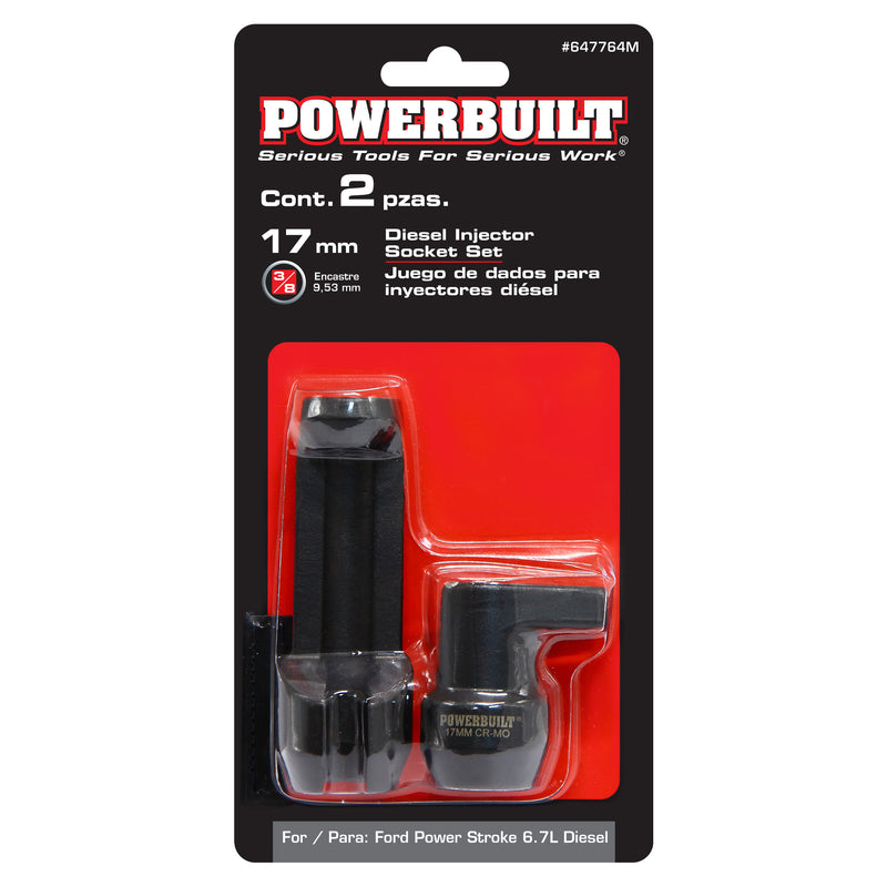 Powerbuilt 2 Piece Ford Power Stroke 6.7L Diesel Injection 17 MM Socket Set - 647764
