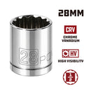 Powerbuilt 1/2 Inch Drive x 28 MM 12 Point Shallow Socket - 648216