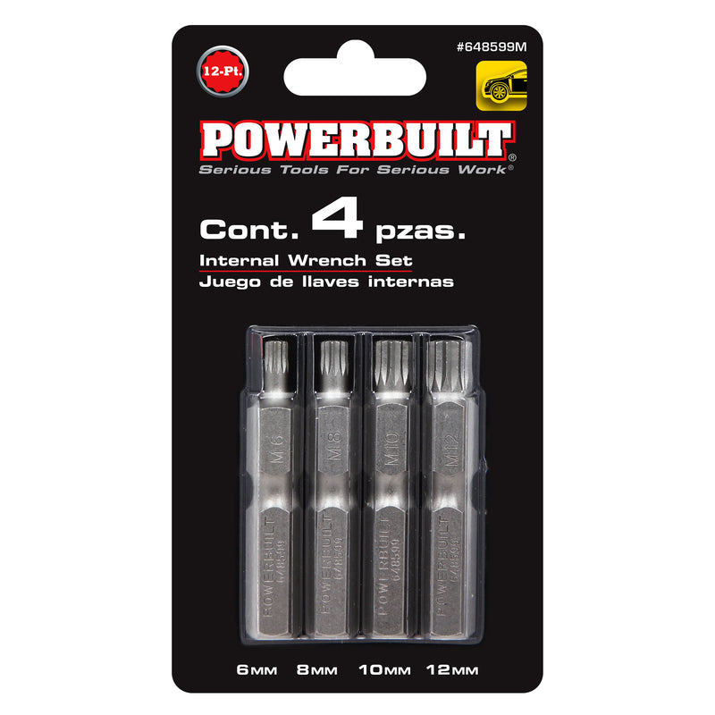 4 Piece 12 Point Internal Bit Set