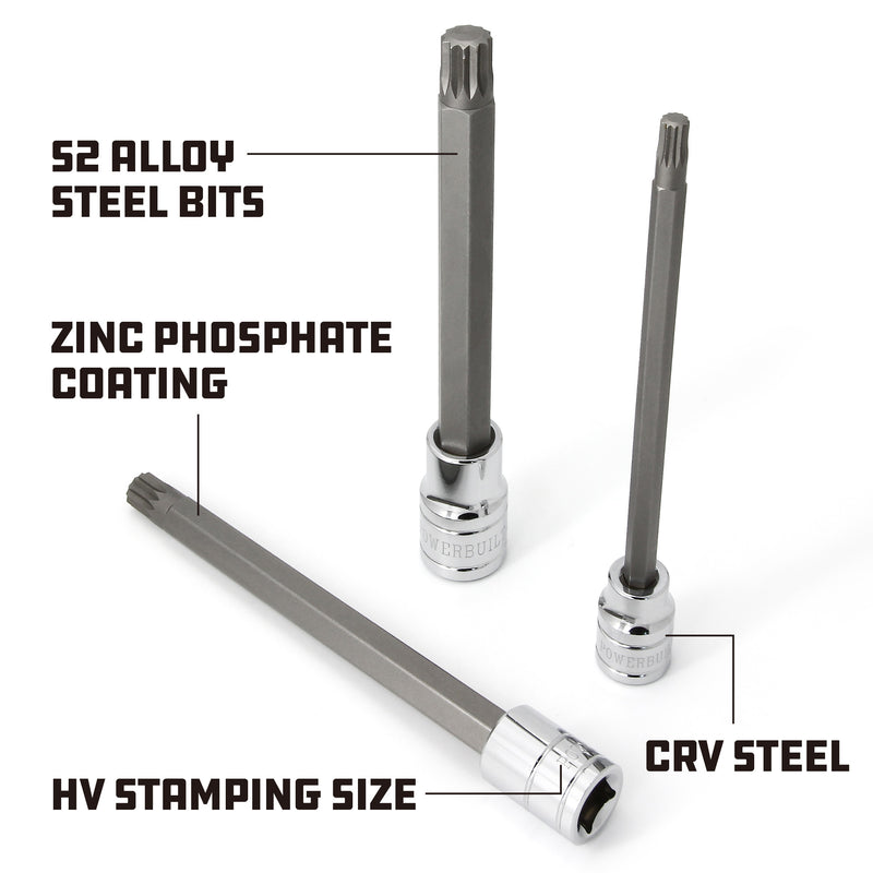 4 Pc. 6 in. Long Reach Triple Square Bit Socket Set