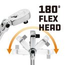 Powerbuilt 3/8 Inch Drive 72 Tooth Sealed Head Flex Ratchet - 11-1/2 Inches Long - 649934
