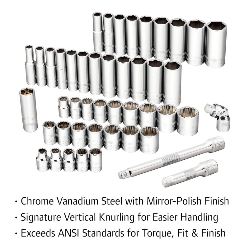68 Pc. 3/8 in. Drive SAE/Metric Master Mechanics Tool Set