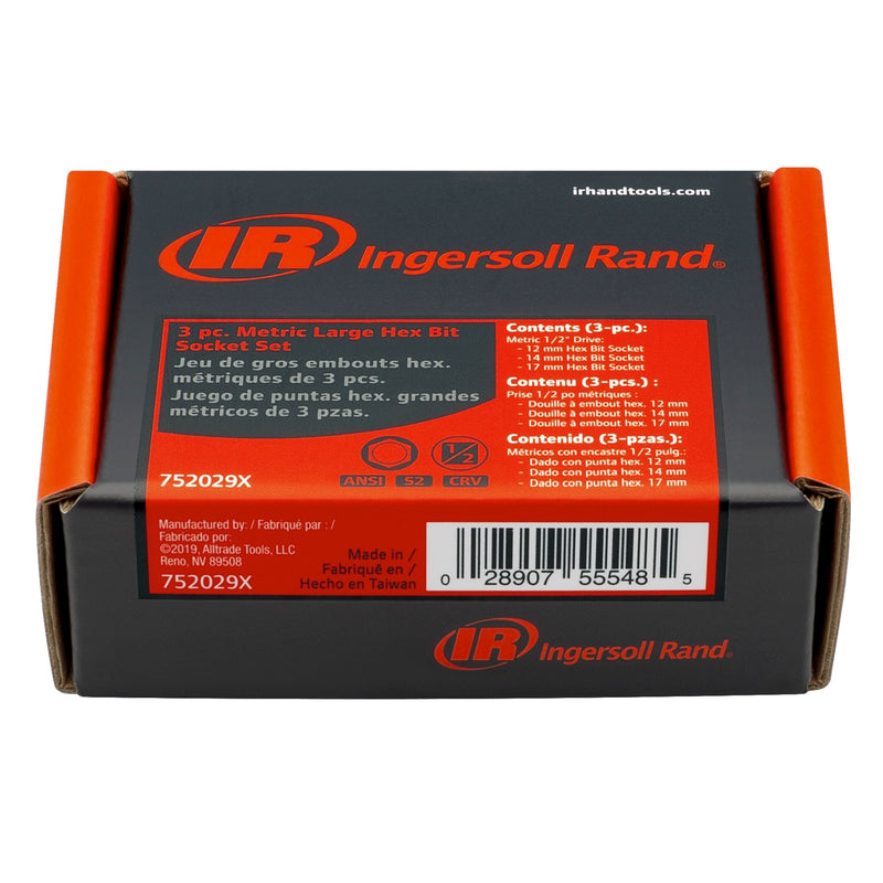 3 Pc. 1/2 in. Drive Hex Bit Socket Set - Metric