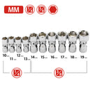 10 Pc. Universal Joint Socket Set - Metric 6 Pt.