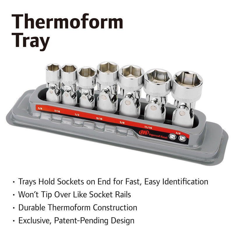 7 Pc. Universal Joint Socket Set - SAE 6 Pt.