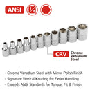 11 Pc. 1/4 in. Drive Shallow Socket Set - SAE 6 Pt.