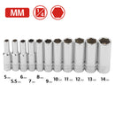 11 Pc. 1/4 in. Drive Deep Socket Set - Metric 6 Pt.
