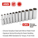 11 Pc. 1/4 in. Drive Deep Socket Set - Metric 6 Pt.