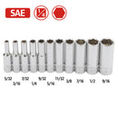 11 Pc. 1/4 in. Drive Deep Socket Set - SAE 6 Pt.
