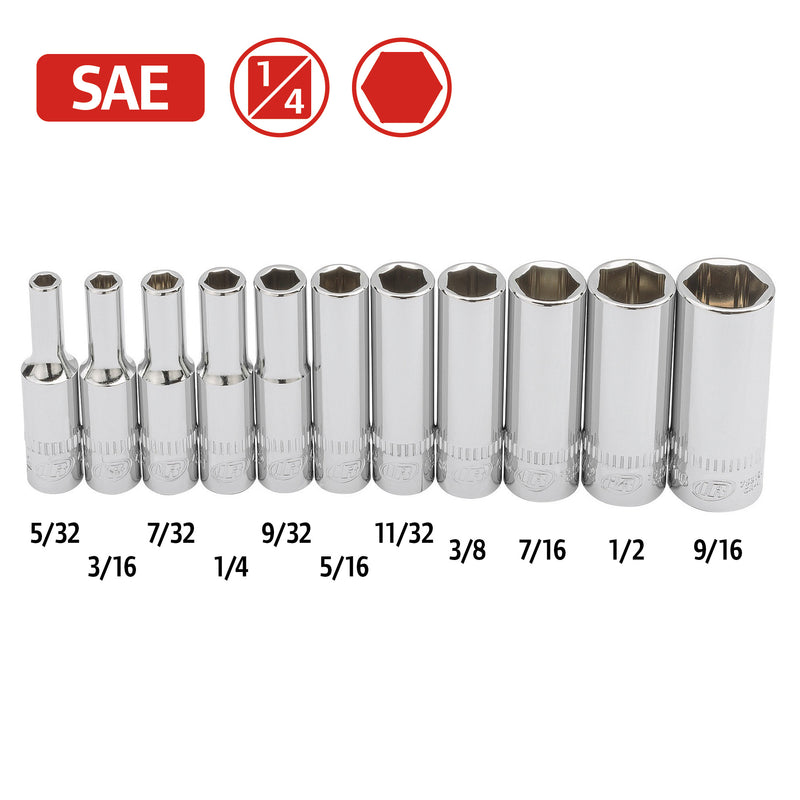 11 Pc. 1/4 in. Drive Deep Socket Set - SAE 6 Pt.