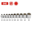 10 Pc. 3/8 in. Drive Shallow Socket Set - SAE 12 Pt.